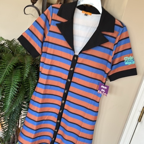 Brand New Unique Vintage Scooby Doo x Smak Parlour Striped Button Down Dress - Picture 6 of 15